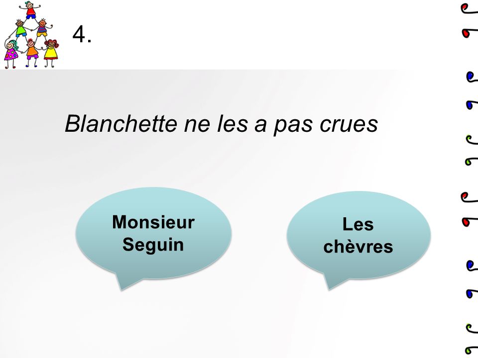 3. Monsieur Seguin la avertie Blanchette Le loup