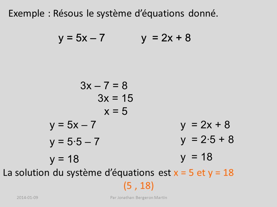 Exemple : Résous le système déquations donné.