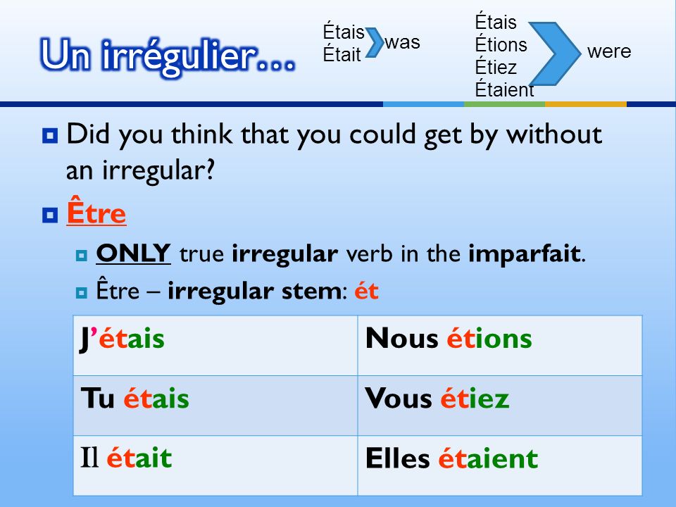 Did you think that you could get by without an irregular.