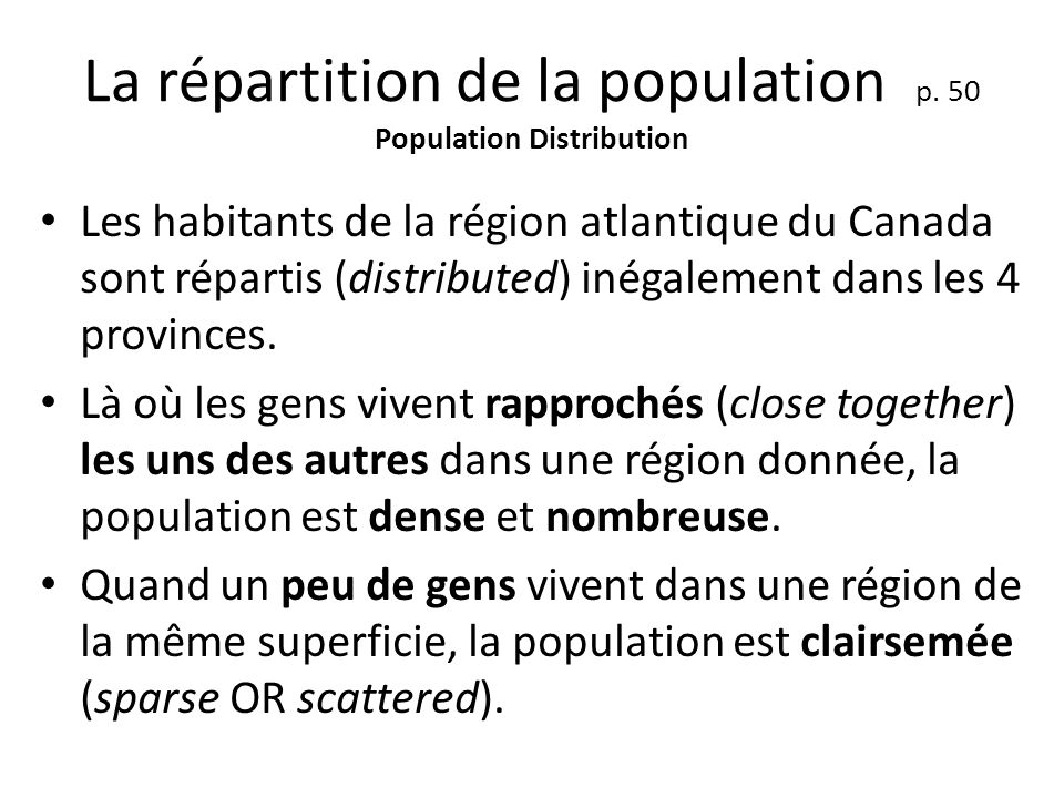 La répartition de la population p.