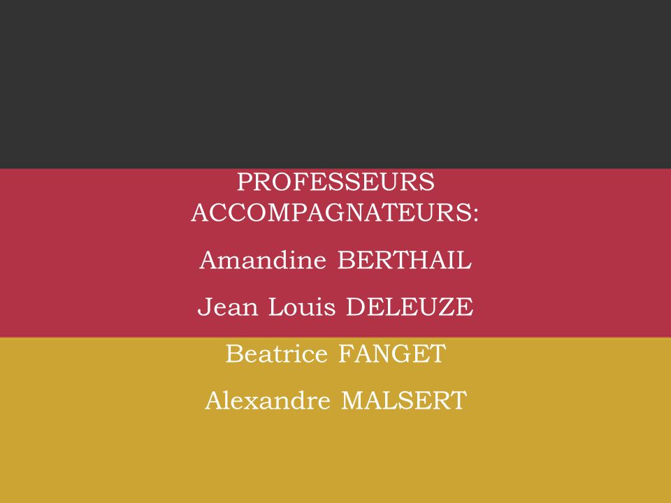 PROFESSEURS ACCOMPAGNATEURS: Amandine BERTHAIL Jean Louis DELEUZE Beatrice FANGET Alexandre MALSERT