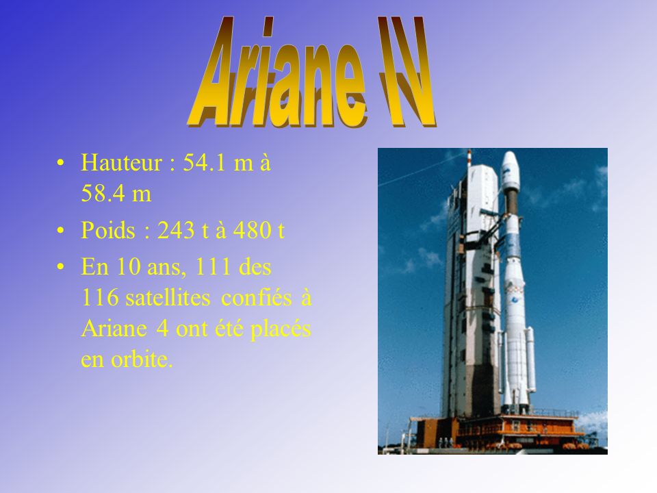 La version Ariane-3 possèdait en outre deux boosters à poudre de 8 m de haut.