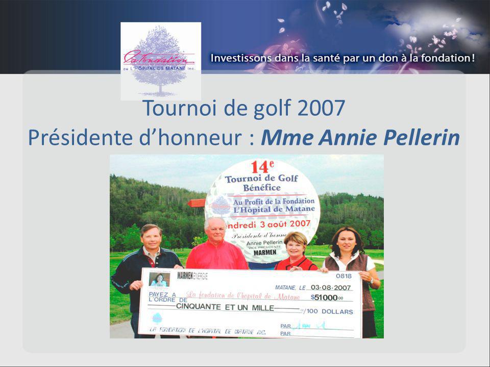 Tournoi de golf 2007 Présidente dhonneur : Mme Annie Pellerin
