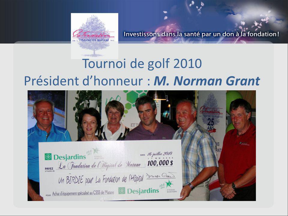 Tournoi de golf 2010 Président dhonneur : M. Norman Grant