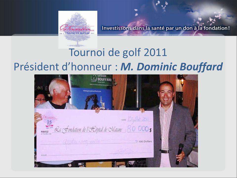 Tournoi de golf 2011 Président dhonneur : M. Dominic Bouffard