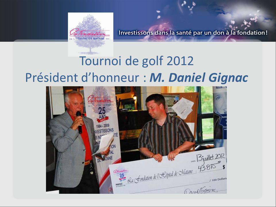 Tournoi de golf 2012 Président dhonneur : M. Daniel Gignac