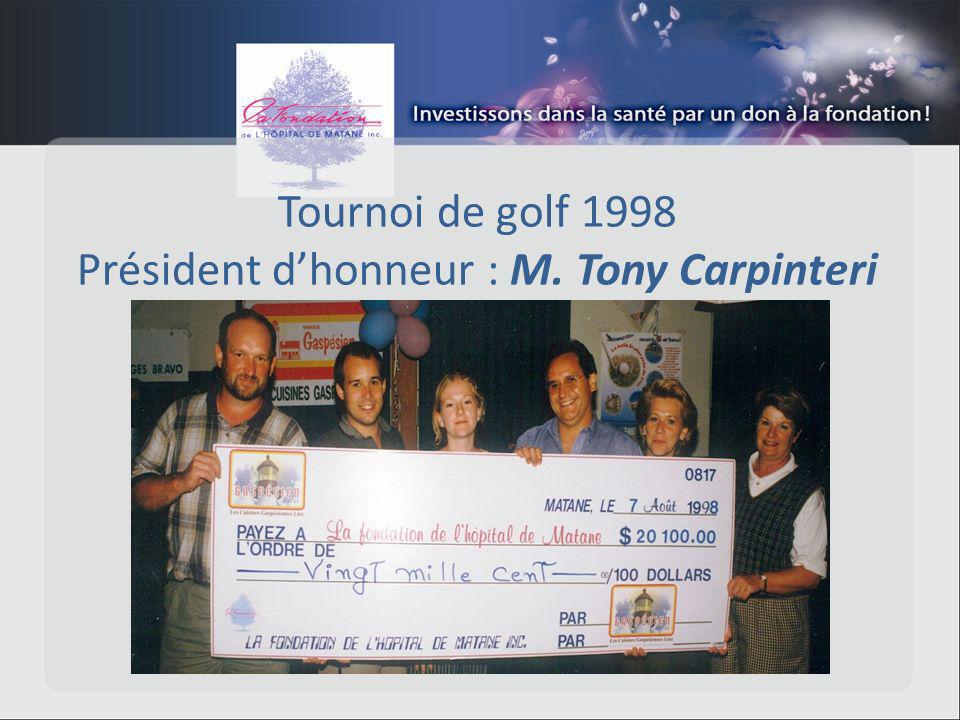 Tournoi de golf 1998 Président dhonneur : M. Tony Carpinteri