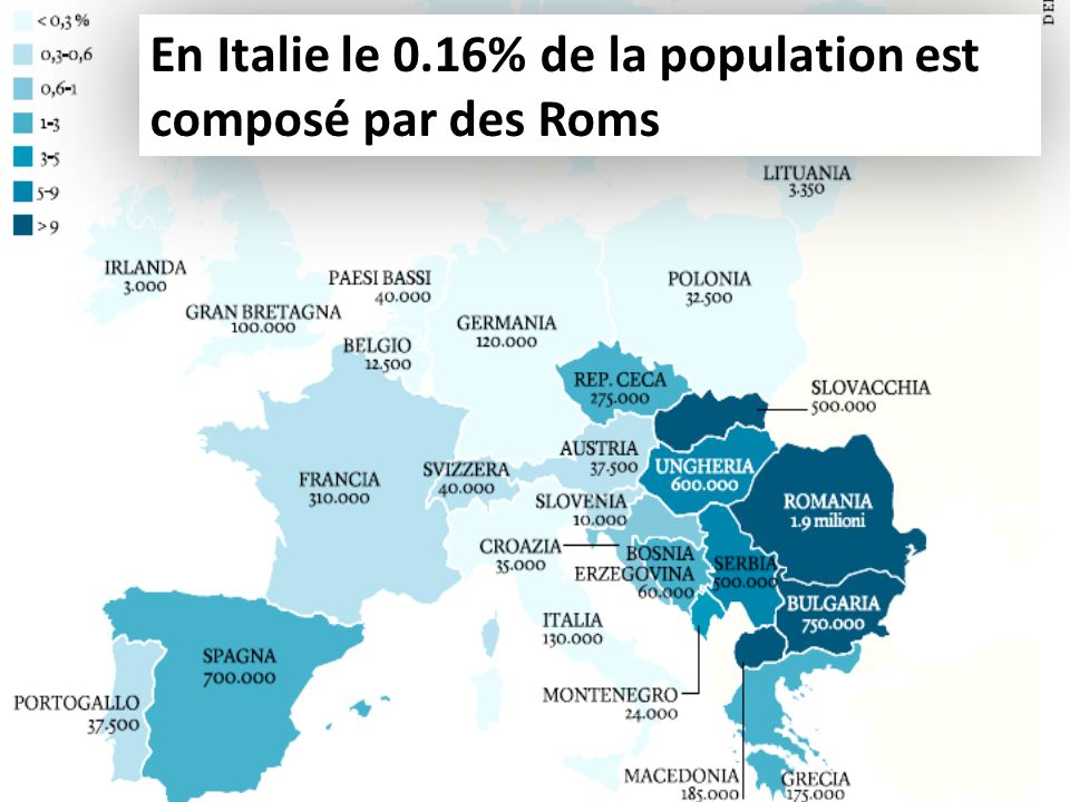 En Italie le 0.16% de la population est composé par des Roms