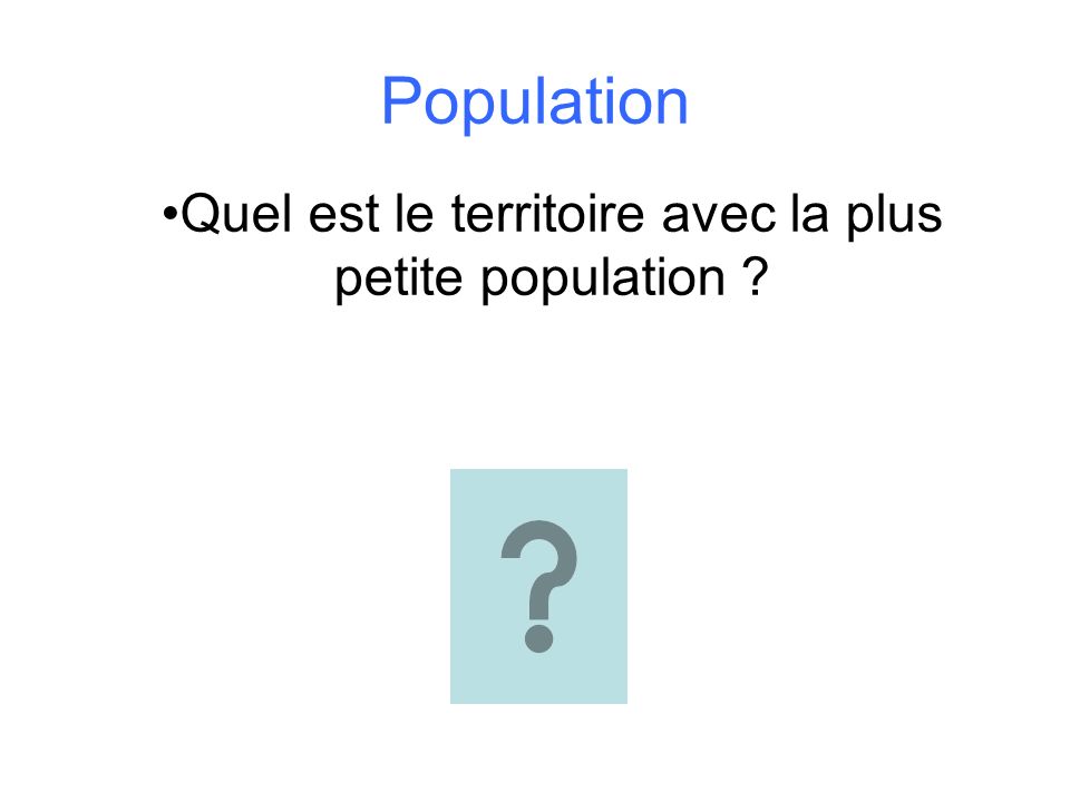 Population Quel est le territoire avec la plus petite population