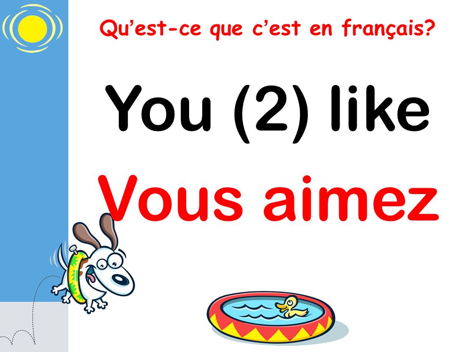 Qu est-ce que c est en français You (2) like Vous aimez