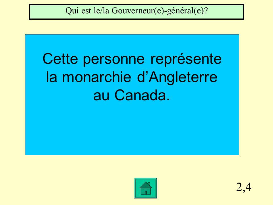 2,4 Cette personne représente la monarchie dAngleterre au Canada.