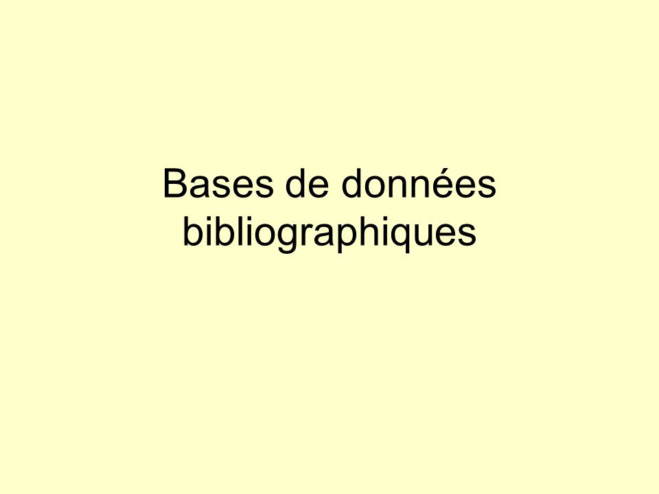 Bases de données bibliographiques