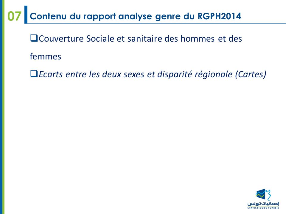07 Contenu du rapport analyse genre du RGPH2014  Couverture Sociale et sanitaire des hommes et des femmes  Ecarts entre les deux sexes et disparité régionale (Cartes)