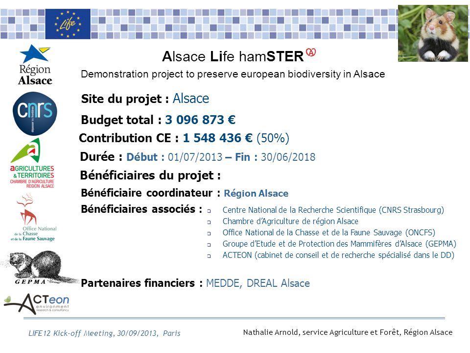 The Life Alister Project - LIFE+ Alister - Grand Hamster Alsace