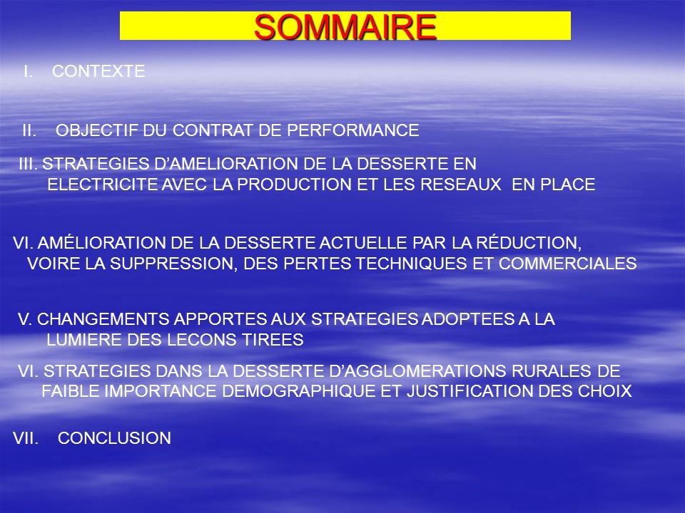 SOMMAIRE I. CONTEXTE III.