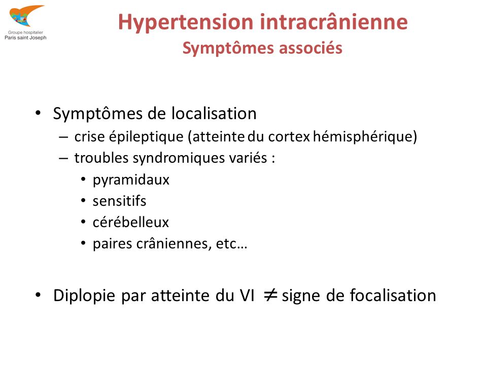 Hypertension intracranienne symptomes