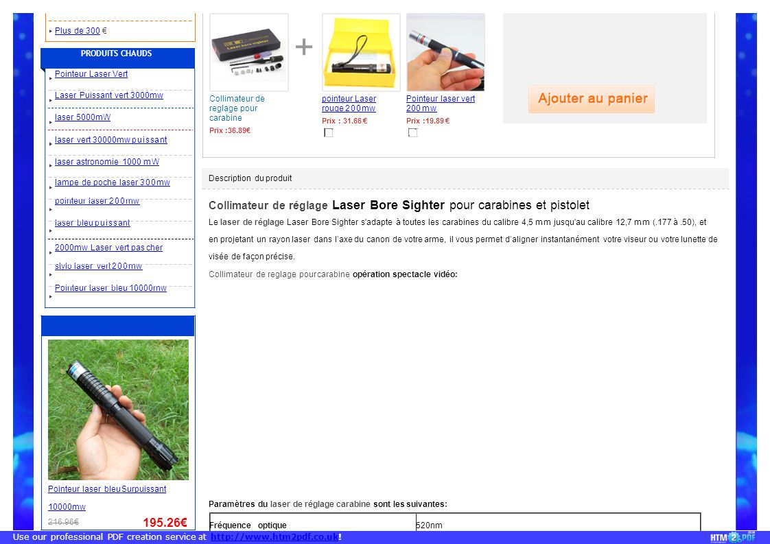 Acheter Pointeur Laser Puissant de Prix 200 Euros-300 Euros