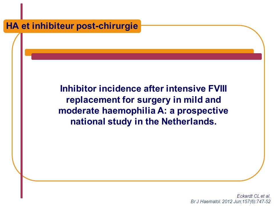 Inhibitor incidence after intensive FVIII replacement for surgery in mild and moderate haemophilia A: a prospective national study in the Netherlands.