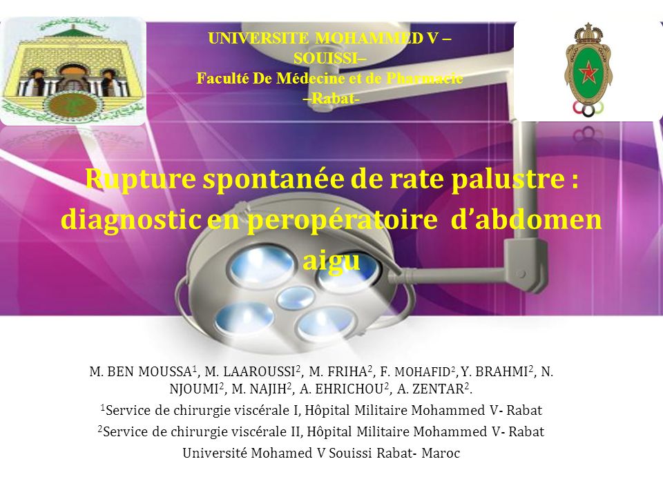 Page 1 Rupture spontanée de rate palustre : diagnostic en peropératoire d’abdomen aigu M.