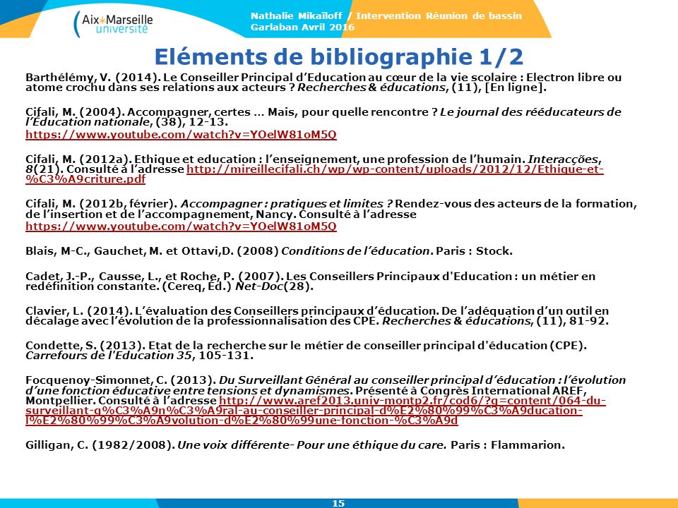 ÉLÉMENTS D'UN TRAVAIL DE RECHERCHE SUR L'ACCOMPAGNEMENT INDIVIDUEL DES ...