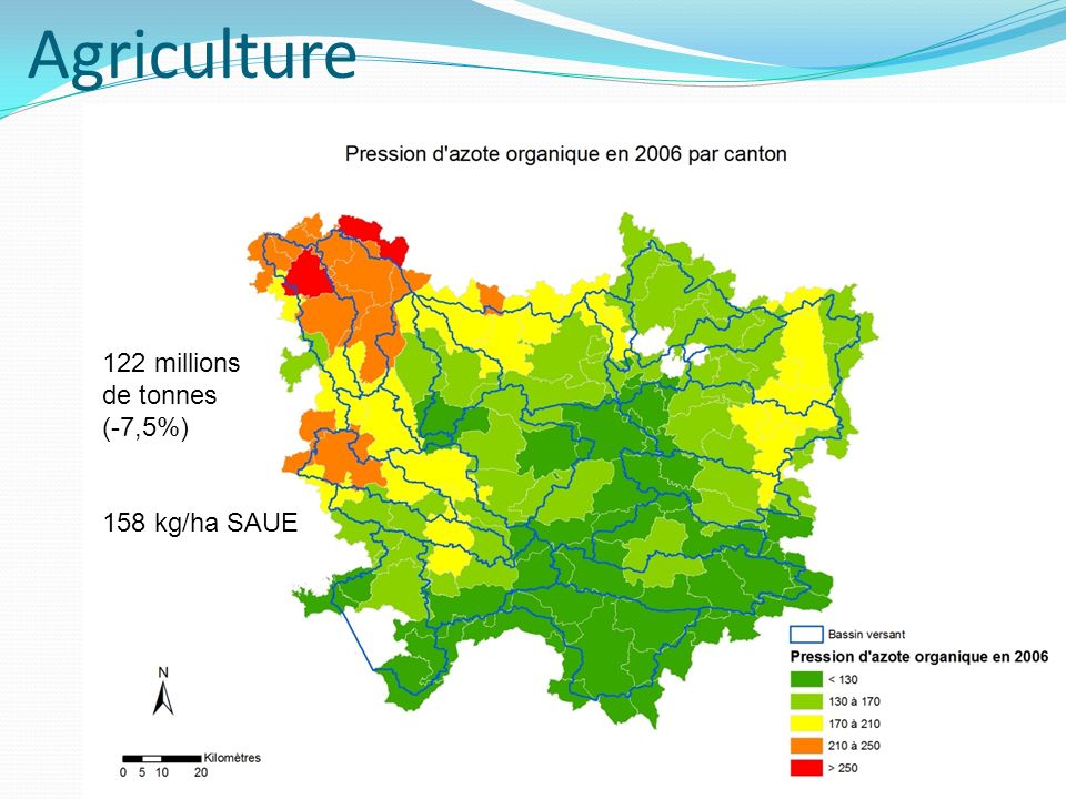 Agriculture 132 millions de tonnes 167 kg/ha SAUE 122 millions de tonnes (-7,5%) 158 kg/ha SAUE