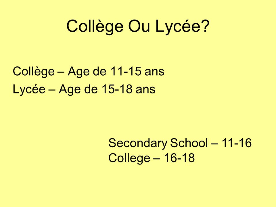 Collège Ou Lycée.