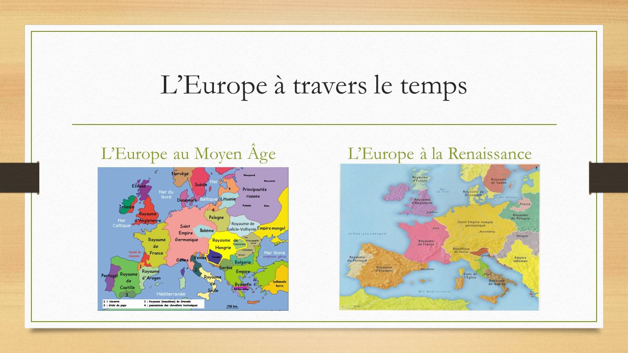 L’Europe à travers le temps L’Europe au Moyen ÂgeL’Europe à la Renaissance