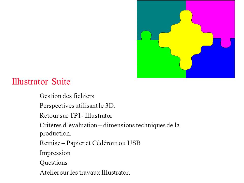 Illustrator Suite Gestion des fichiers Perspectives utilisant le 3D.