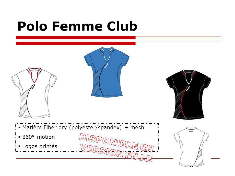 Polo Femme Club Matière Fiber dry (polyester/spandex) + mesh 360° motion Logos printés