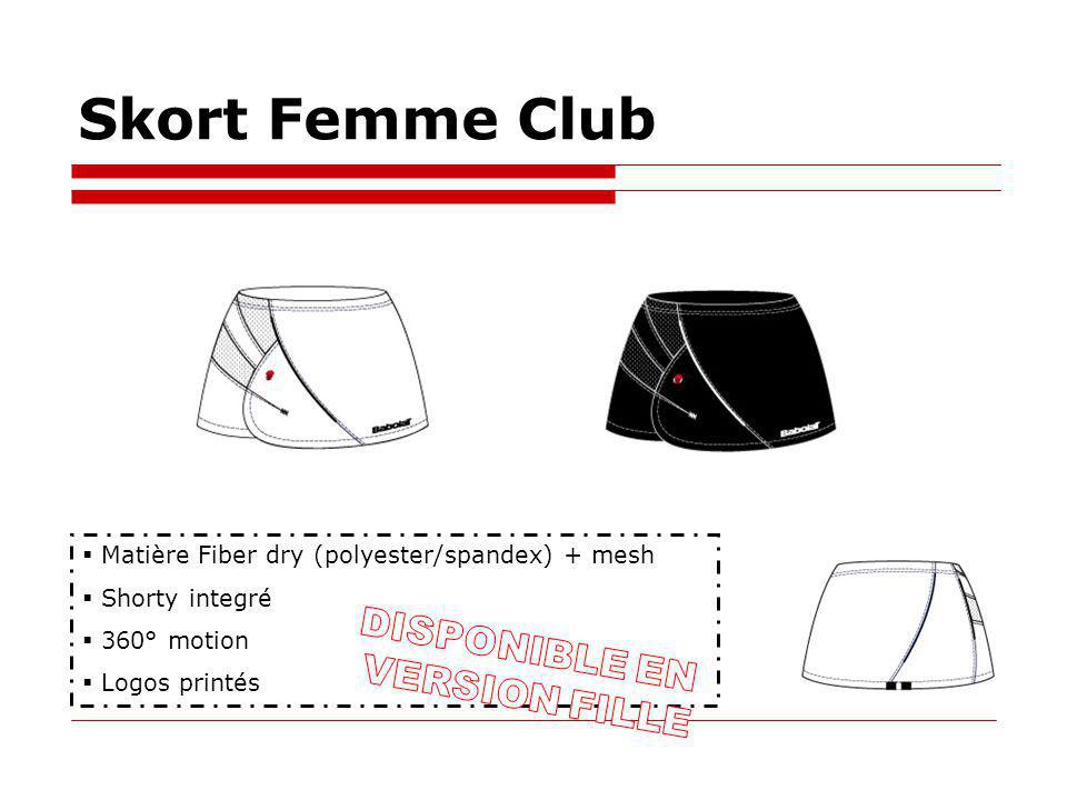 Skort Femme Club Matière Fiber dry (polyester/spandex) + mesh Shorty integré 360° motion Logos printés