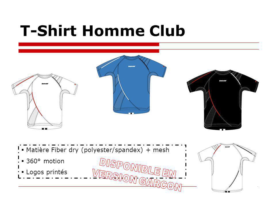 T-Shirt Homme Club Matière Fiber dry (polyester/spandex) + mesh 360° motion Logos printés