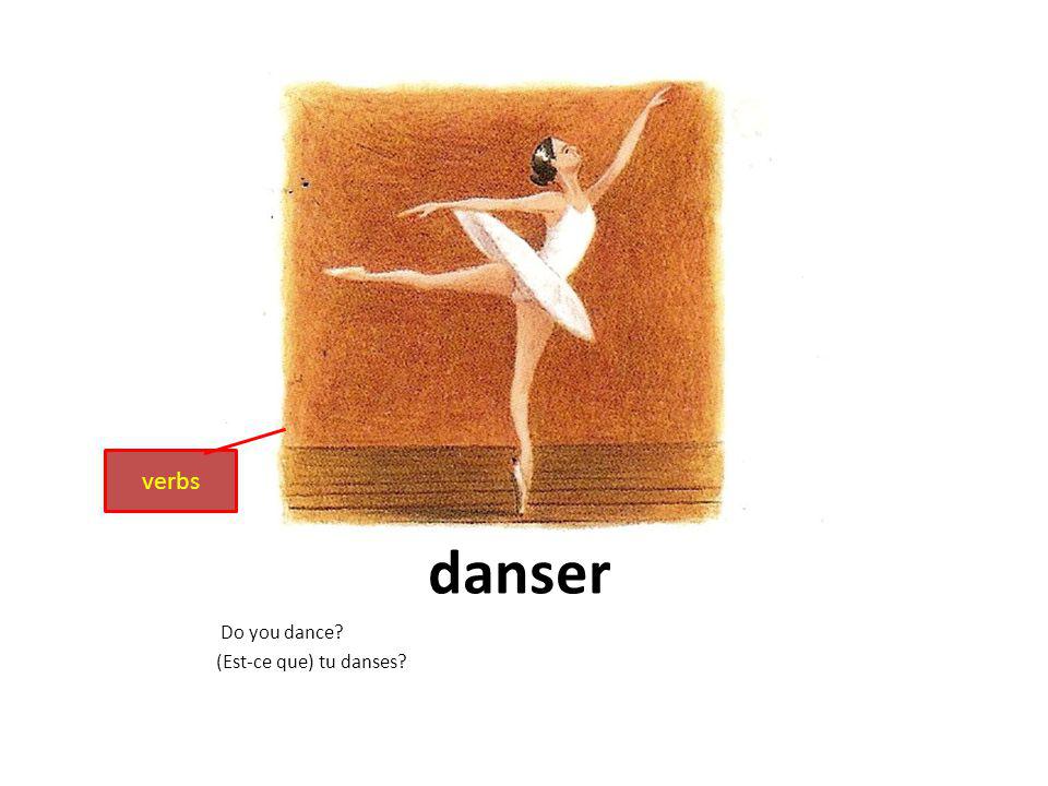 danser Do you dance (Est-ce que) tu danses verbs