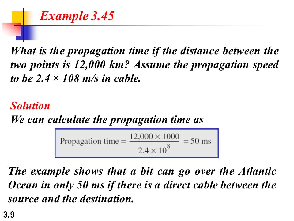 3.9 What is the propagation time if the distance between the two points is 12,000 km.