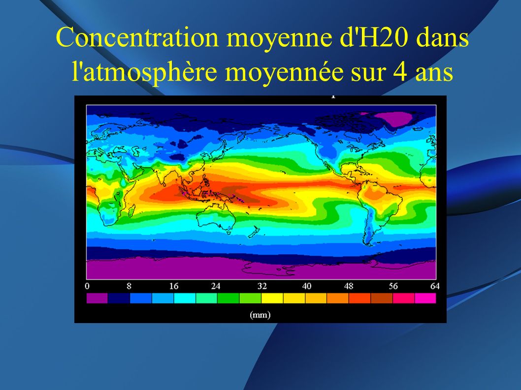 Concentration moyenne d H20 dans l atmosphère moyennée sur 4 ans