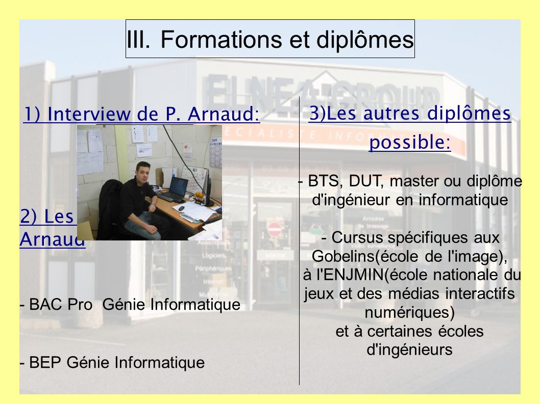 III. Formations et diplômes 2) Les diplômes de P.