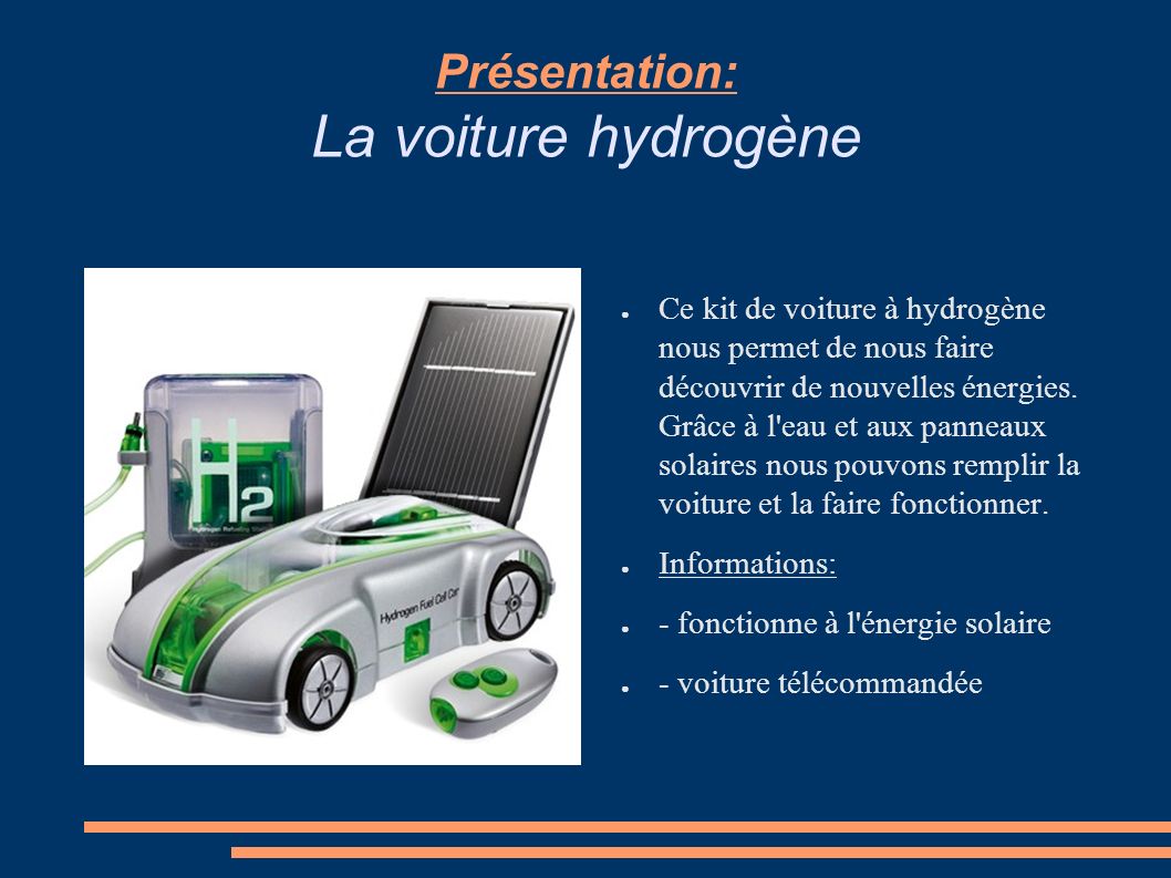 Présentation: La voiture hydrogène ● Ce kit de voiture à hydrogène nous permet de nous faire découvrir de nouvelles énergies.