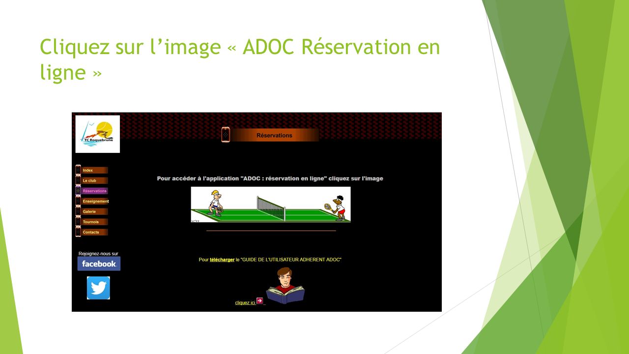 Cliquez sur l’image « ADOC Réservation en ligne »