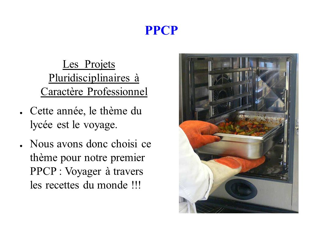 PPCP Les Projets Pluridisciplinaires à Caractère Professionnel ● Cette année, le thème du lycée est le voyage.