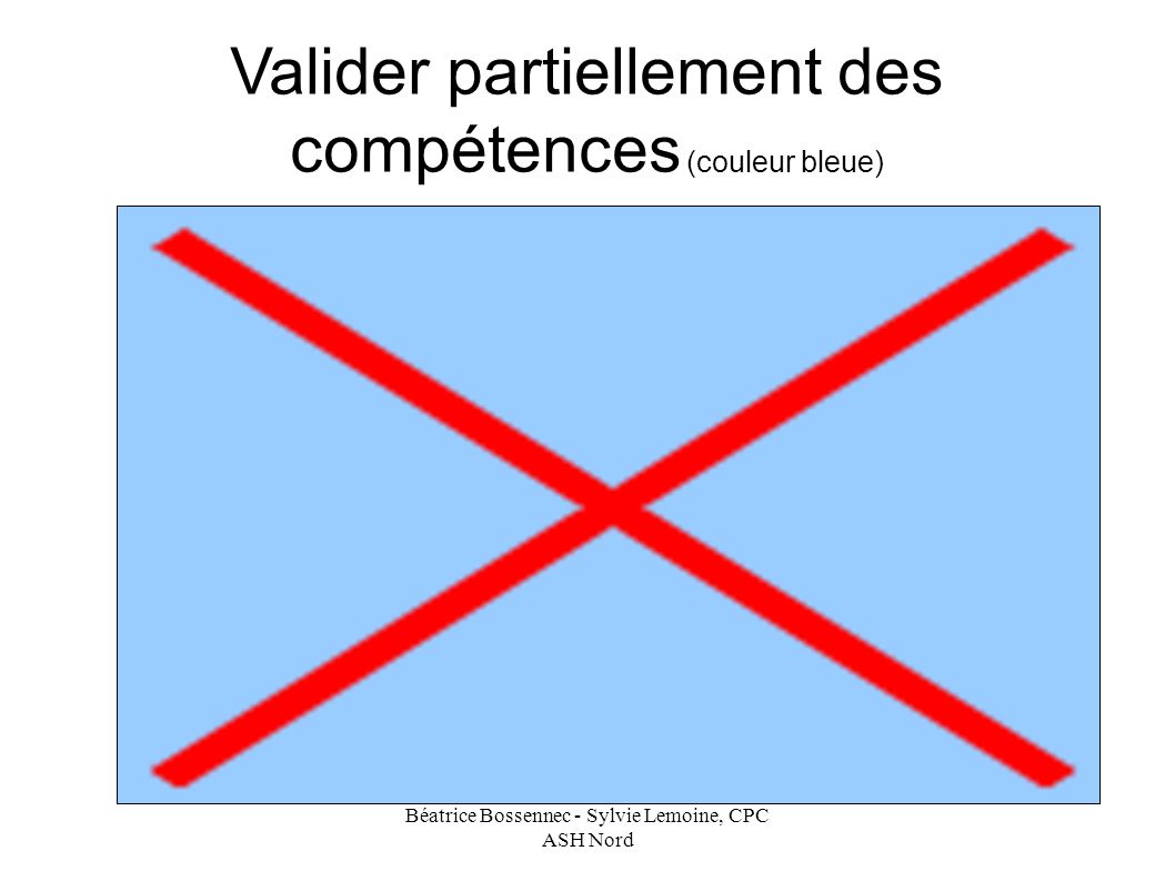 Béatrice Bossennec - Sylvie Lemoine, CPC ASH Nord Valider partiellement des compétences (couleur bleue)