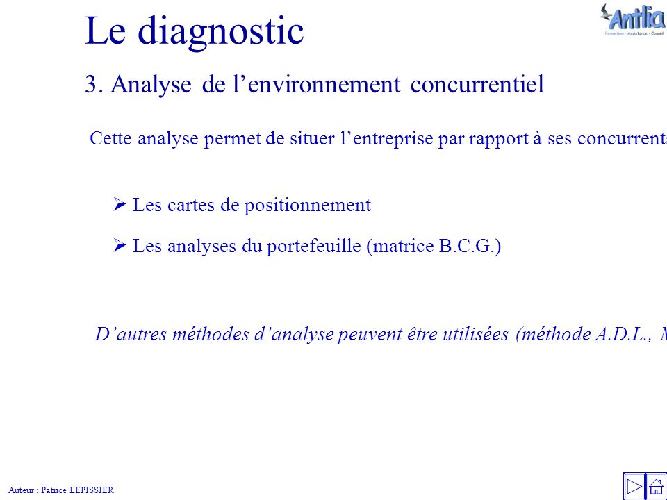 Auteur : Patrice LEPISSIER Le diagnostic 3.
