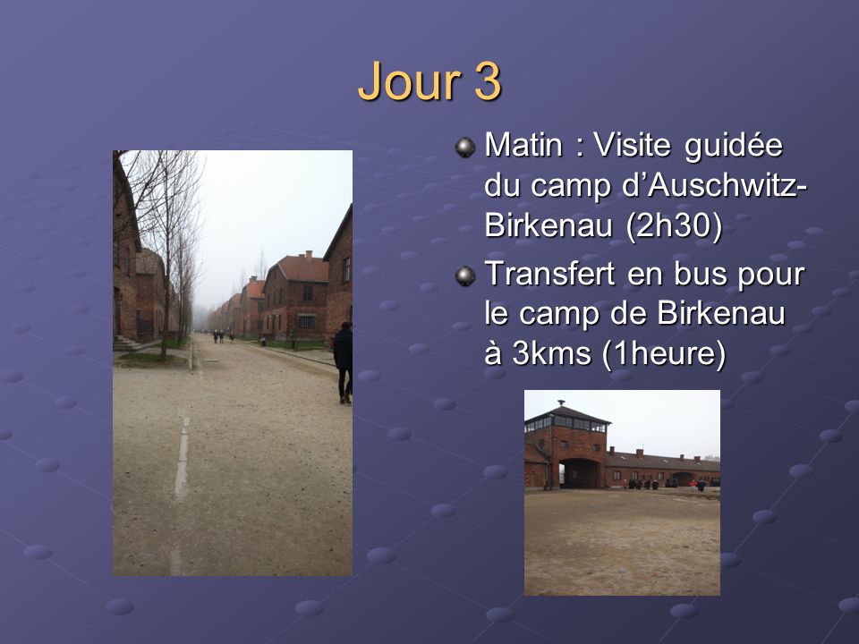 Jour 3 Matin : Visite guidée du camp d’Auschwitz- Birkenau (2h30) Transfert en bus pour le camp de Birkenau à 3kms (1heure)