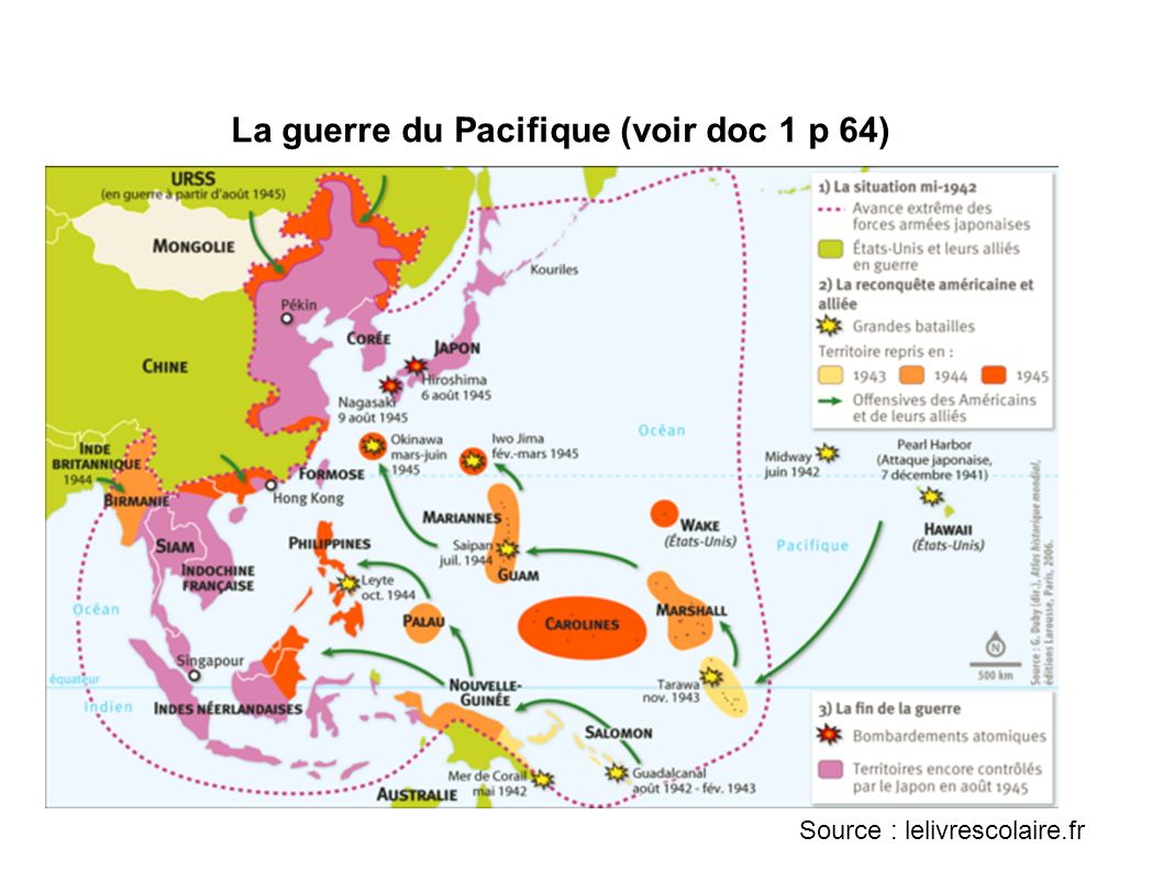La guerre du Pacifique (voir doc 1 p 64) Source : lelivrescolaire.fr