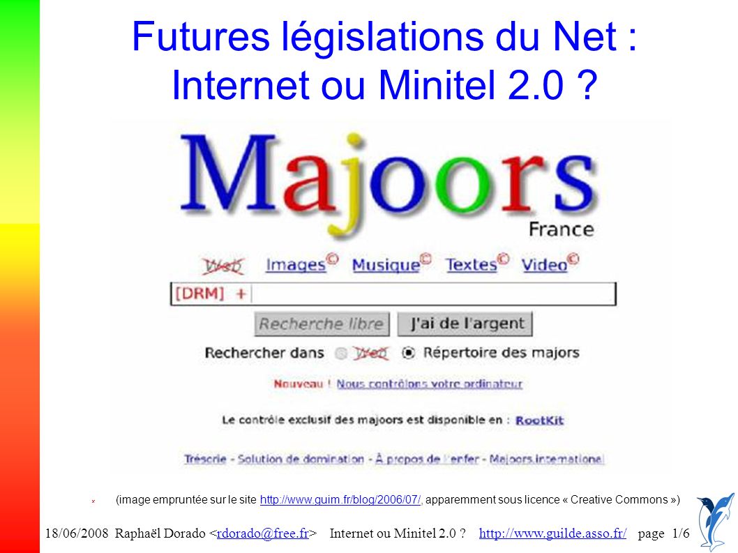 18/06/2008 Raphaël Dorado Internet ou Minitel 2.0 .