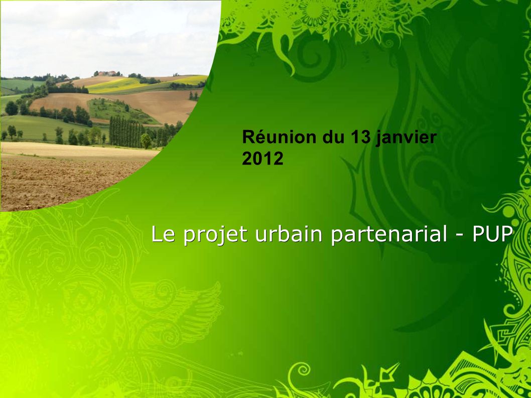 Le projet urbain partenarial - PUP Réunion du 13 janvier 2012