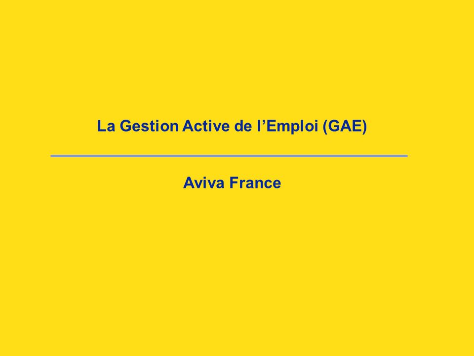 La Gestion Active de l’Emploi (GAE) Aviva France