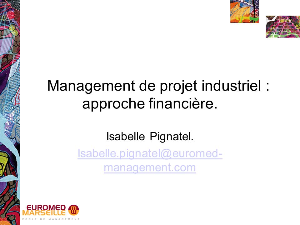 Management de projet industriel : approche financière.