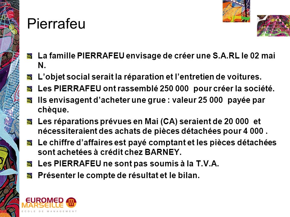 Pierrafeu La famille PIERRAFEU envisage de créer une S.A.RL le 02 mai N.