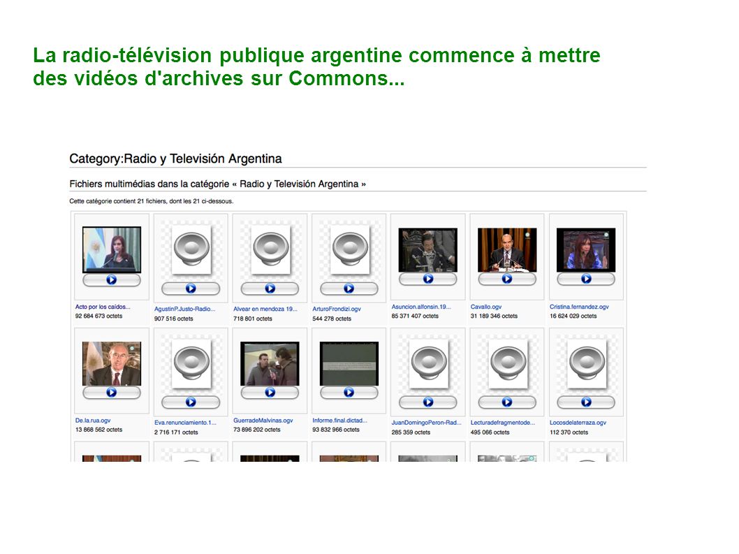 La radio-télévision publique argentine commence à mettre des vidéos d archives sur Commons...