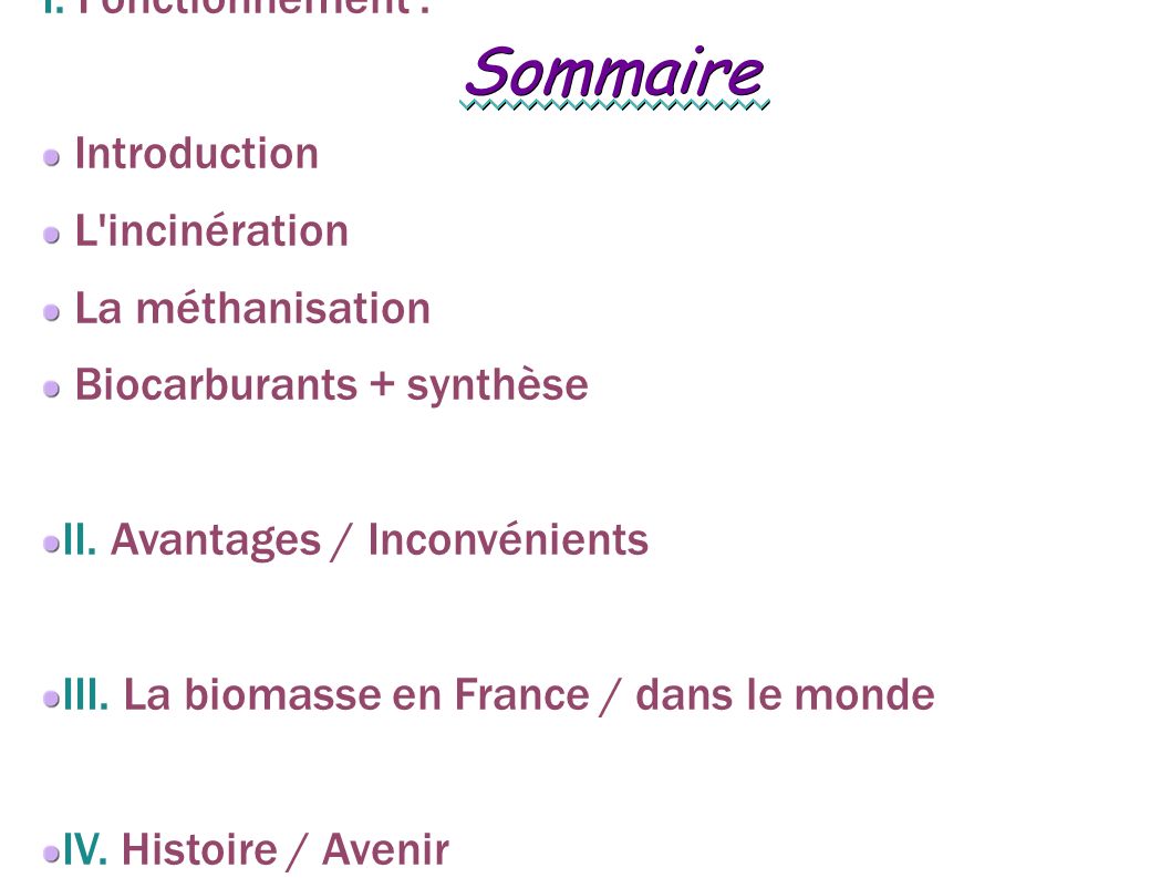 Sommaire I.
