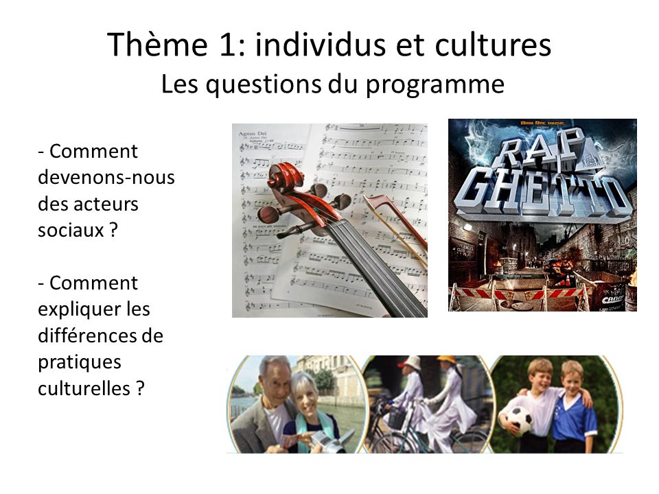 Thème 1: individus et cultures Les questions du programme - Comment devenons-nous des acteurs sociaux .
